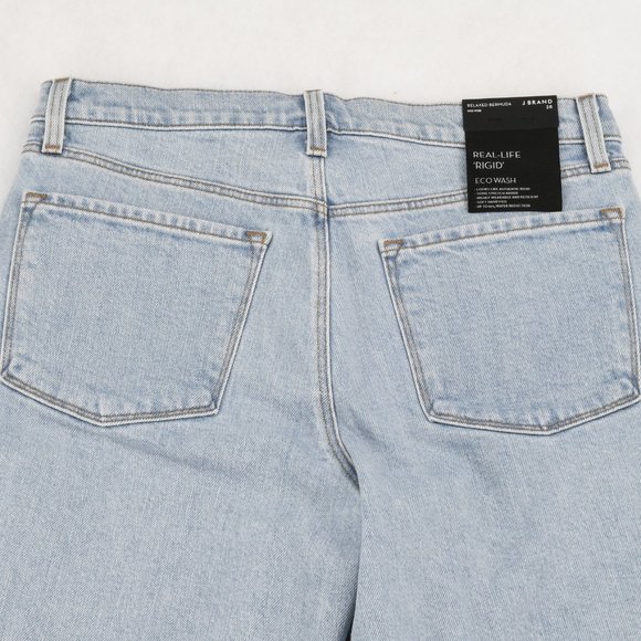 J Brand Bermuda Jean Shorts Women High Rise Cutoff Frayed Light Blue Denim 28 - Picture 7 of 9